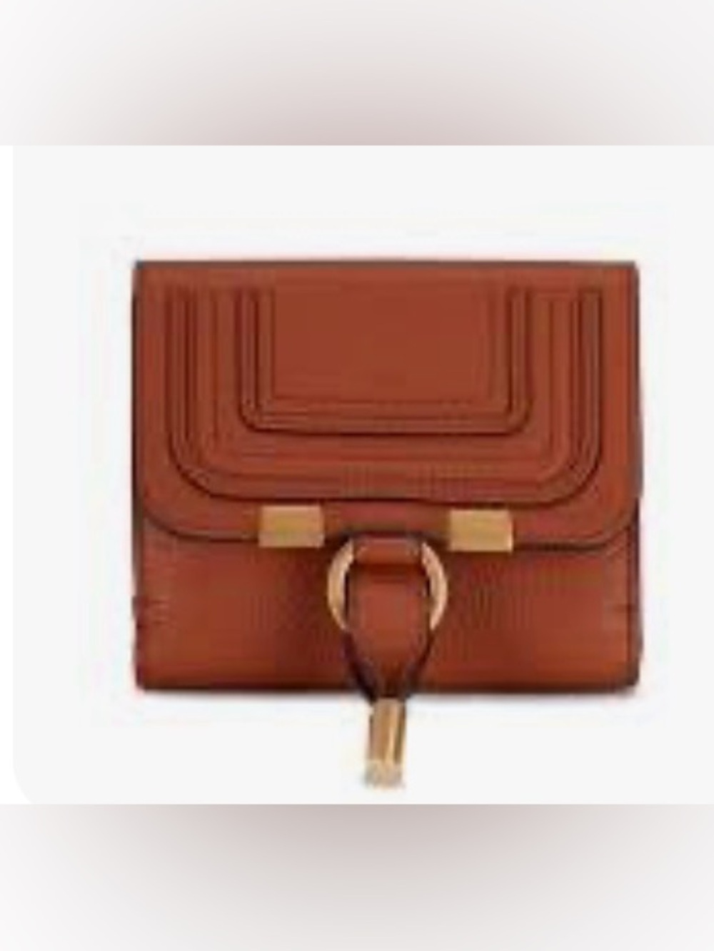CHLOE Marcie Trifold Wallet in Orange County/ Brown Leather